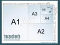Diagrama de formatos de papel ISO, mostrando la relación entre A0, A1, A2, A3, A4, A5, A6, A7 y A8.