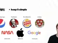 Ejemplos de ideas de logos: Pepsi, KFC, Burger King, Harvard, NASA, Apple y Google.