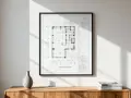 Plano arquitectónico detallado en medidas din A1, con distribución de espacios y cotas.