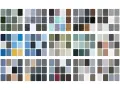 Paleta de colores que evoca los tonos fríos y serenos de los colores invierno, con azules, grises y verdes apagados.