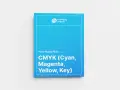Libro sobre archivos CMYK (Cyan, Magenta, Yellow, Key) con portada de color cian vibrante.