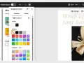 Interfaz de Adobe Express para quitar fondo, mostrando opciones de color de fondo y una imagen de regalo.