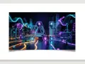 Letras "IA" brillantes y futuristas conectadas por circuitos y cables, en un entorno oscuro con luces de neón.