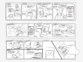 Viñetas que muestran ejercicios de creatividad y búsqueda de empleo, desde la frustración hasta la inspiración.