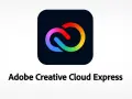El logo de Adobe Creative Cloud Express, que es una herramienta para crear contenido visual rápidamente.