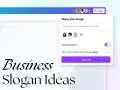 Compartiendo ideas para un eslogan publicitario. Se muestra una ventana para compartir un diseño, con opciones para invitar colaboradores y copiar un enlace.