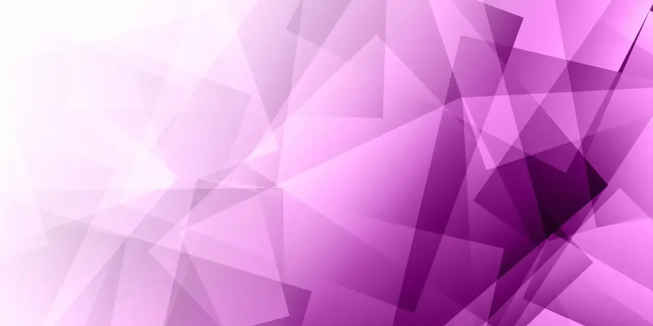 Formas geométricas superpuestas en un degradado de color purpura, creando un efecto de profundidad y movimiento.