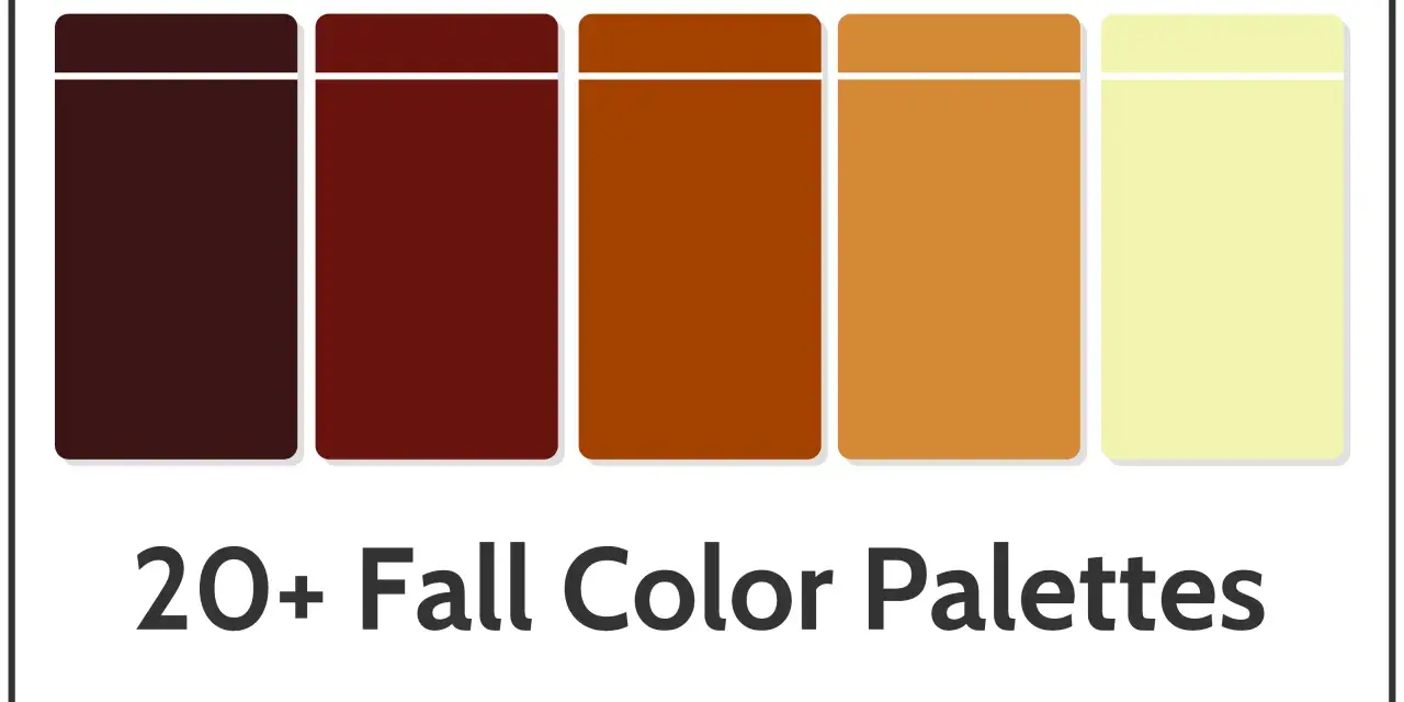 Cinco rectángulos con degradados de colores otoñales: marrón oscuro, burdeos, naranja quemado, ocre y amarillo pálido.