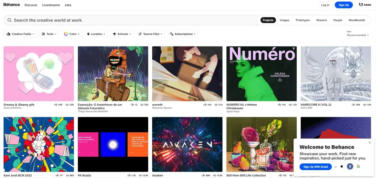 Explora Behance que es: un mundo de creatividad con GIFs brillantes, arte futurista, moda impactante y más.