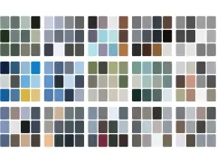 Paleta de colores que evoca los tonos fríos y serenos de los colores invierno, con azules, grises y verdes apagados.