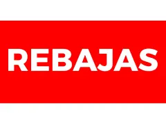 Carteles de rebajas para imprimir gratis. Texto blanco sobre fondo rojo brillante. ¡Aprovecha las ofertas!