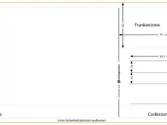 Plantilla para postales para imprimir, con zonas de corte, codificación y franqueo.
