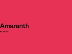 El color amaranto, un vibrante tono rosado intenso, se muestra con su código hexadecimal #E83256.