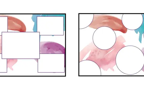Dos diseños de collage con acuarelas en tonos pastel y espacios en blanco para texto o imágenes.