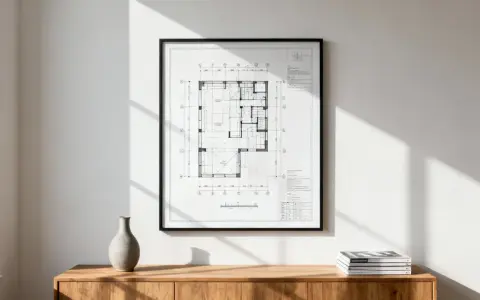 Plano arquitectónico detallado en medidas din A1, con distribución de espacios y cotas.