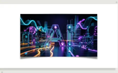 Letras "IA" brillantes y futuristas conectadas por circuitos y cables, en un entorno oscuro con luces de neón.