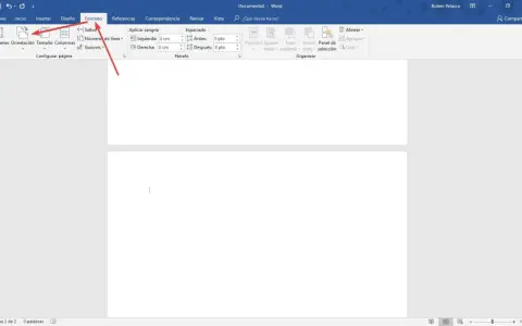 Interfaz de Word con el menú "Formato" abierto, mostrando opciones de sangría y espaciado para un documento a4 horizontal.