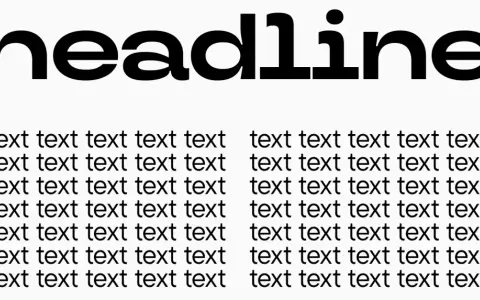Tipos de letras bonitas para títulos: "headline" en negrita, rodeado de estrellas, y debajo, columnas de texto repetido.