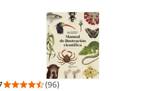 Manual de ilustración científica con imágenes de animales y plantas.