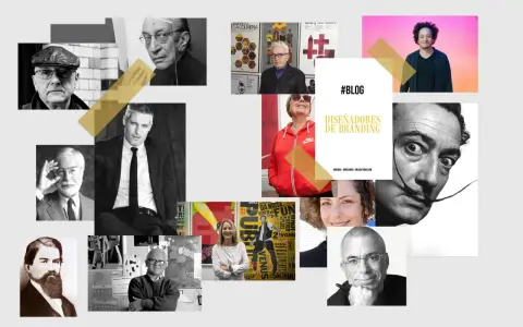 Retrato de varios diseñadores gráficos actuales, incluyendo a Salvador Dalí y otros creativos.