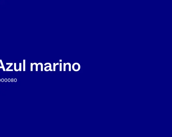 El texto "Azul marino" y el código "#000080" sobre un fondo de color azul marino profundo.