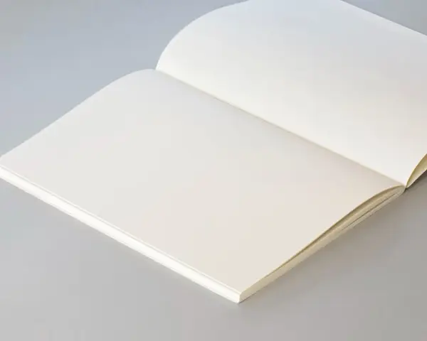 Libreta abierta con páginas en blanco, ideal para tus notas. ¿Te preguntas cuanto mide una libreta A4? Este es un ejemplo.