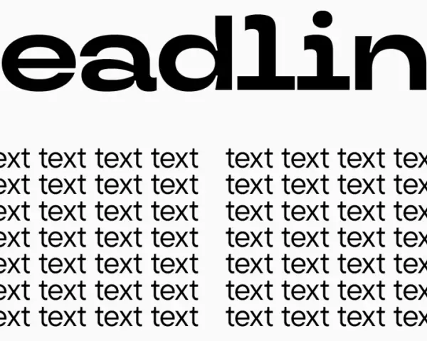 Tipos de letras bonitas para títulos: "headline" en negrita, rodeado de estrellas, y debajo, columnas de texto repetido.