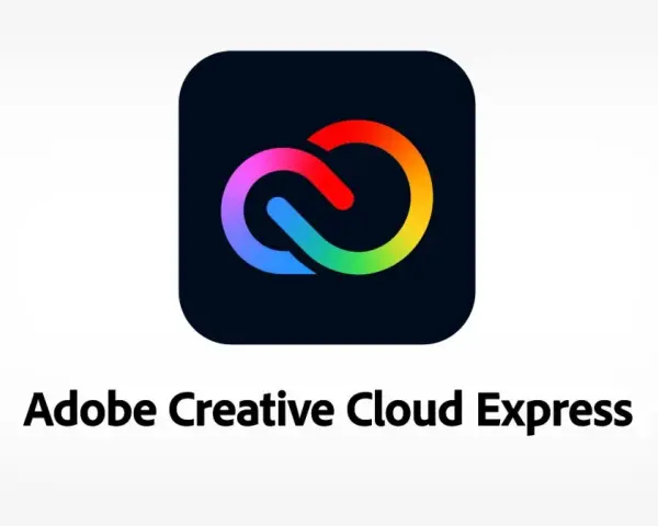 El logo de Adobe Creative Cloud Express, que es una herramienta para crear contenido visual rápidamente.