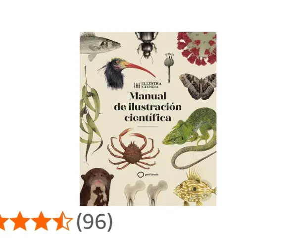 Manual de ilustración científica con imágenes de animales y plantas.