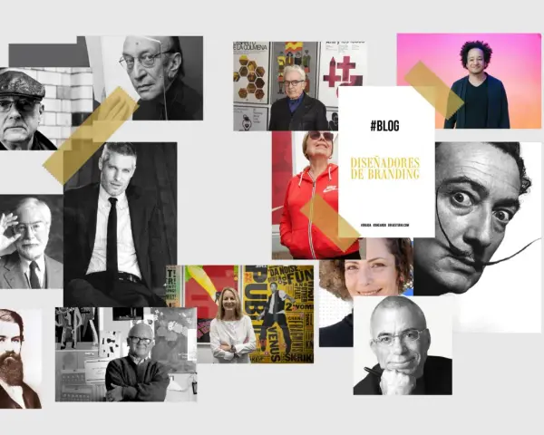 Retrato de varios diseñadores gráficos actuales, incluyendo a Salvador Dalí y otros creativos.