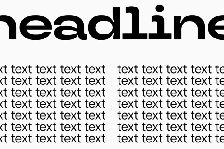 Tipos de letras bonitas para títulos: "headline" en negrita, rodeado de estrellas, y debajo, columnas de texto repetido.