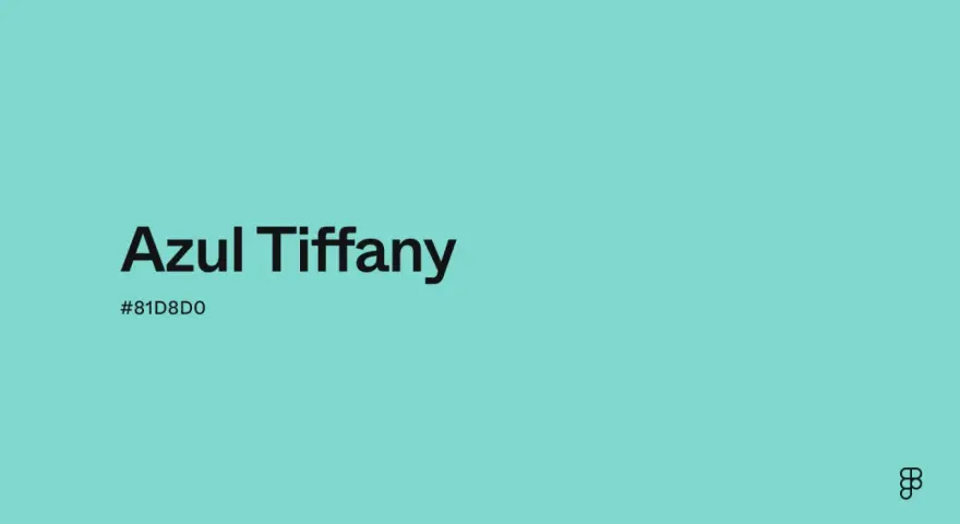El color azul tiffany, un tono vibrante y refrescante, se muestra en pantalla con su código hexadecimal #81D8D0.