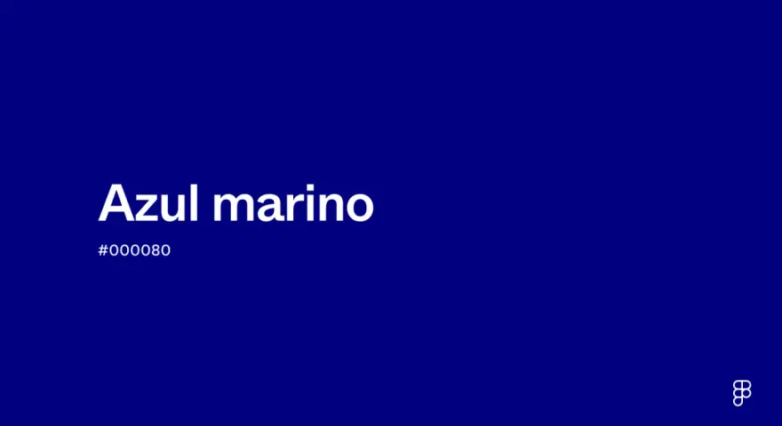 El texto "Azul marino" y el código "#000080" sobre un fondo de color azul marino profundo.