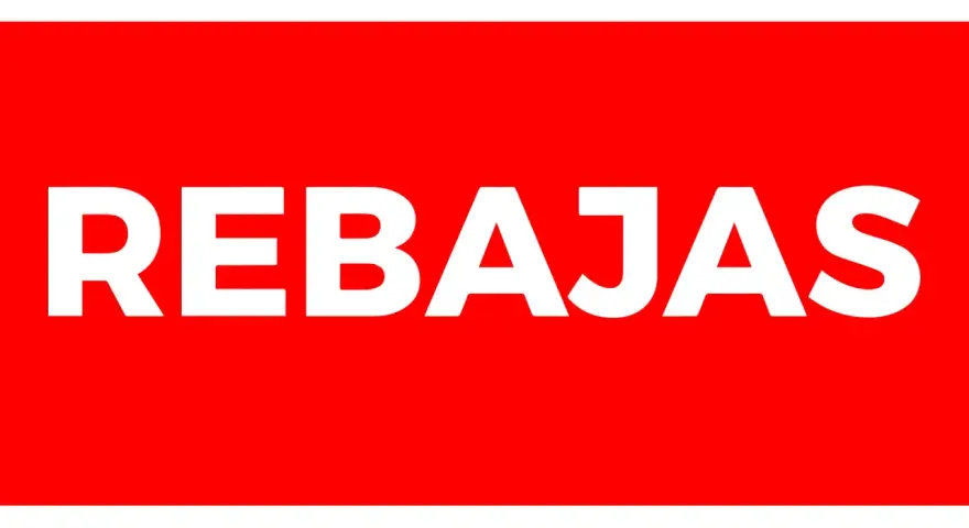 Carteles de rebajas para imprimir gratis. Texto blanco sobre fondo rojo brillante. ¡Aprovecha las ofertas!