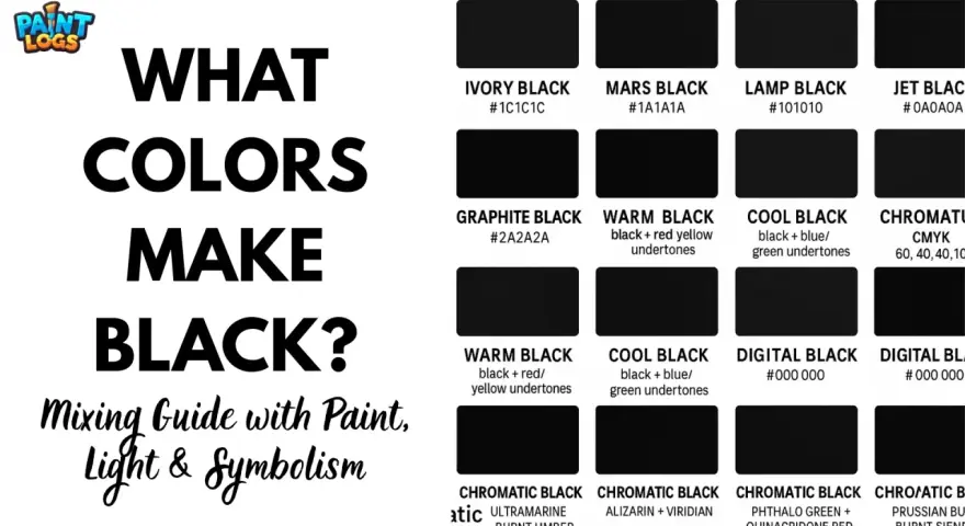 Guía de cómo se hace el color negro con diferentes tipos de negro: marfil, grafito, cálido, frío y digital.
