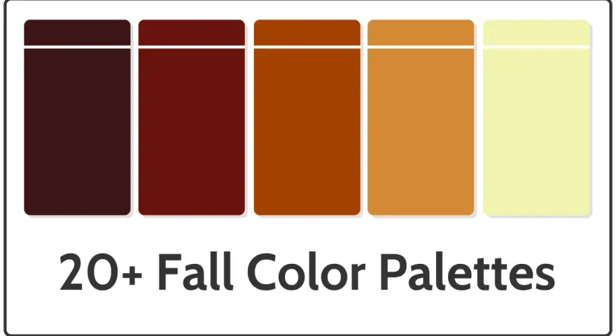 Cinco rectángulos con degradados de colores otoñales: marrón oscuro, burdeos, naranja quemado, ocre y amarillo pálido.