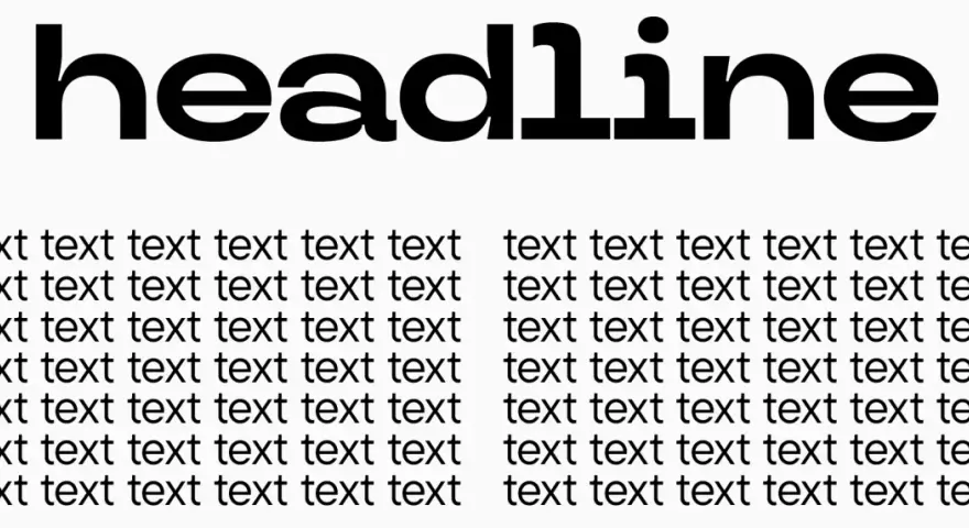 Tipos de letras bonitas para títulos: "headline" en negrita, rodeado de estrellas, y debajo, columnas de texto repetido.