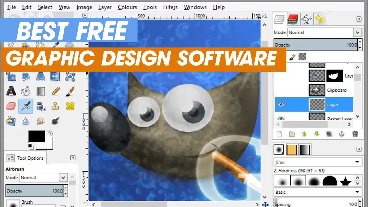 Interfaz de un programa de diseño gráfico gratis, mostrando herramientas y capas para crear arte digital.