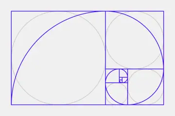 Espiral dorada que se expande, dividiendo rectángulos en proporciones perfectas.