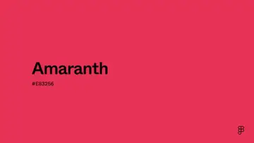 El color amaranto, un vibrante tono rosado intenso, se muestra con su código hexadecimal #E83256.